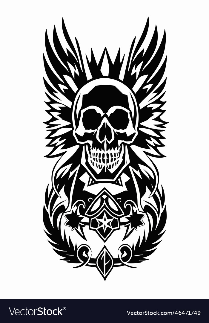 Great skull with wings skull Royalty Free Vector Image