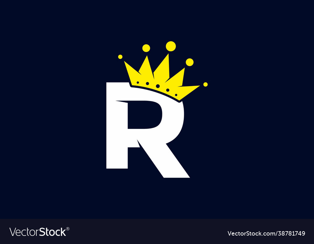 Initial r letter with crown Royalty Free Vector Image