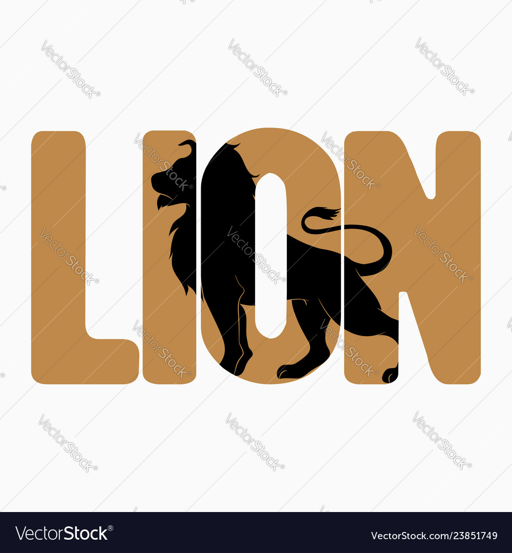 Lion logo with double exposure on text Royalty Free Vector