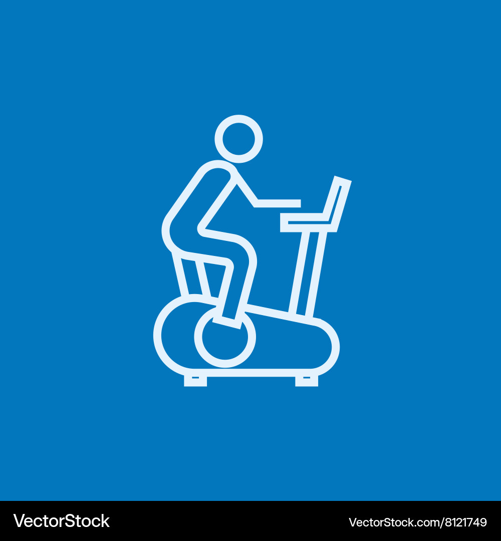 Man training on exercise bike line icon Royalty Free Vector