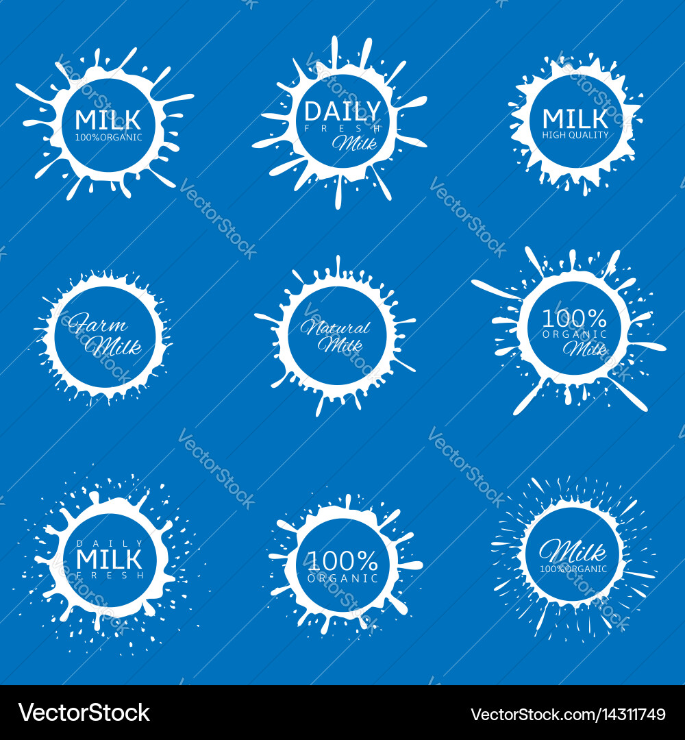 Milk splash set Royalty Free Vector Image - VectorStock