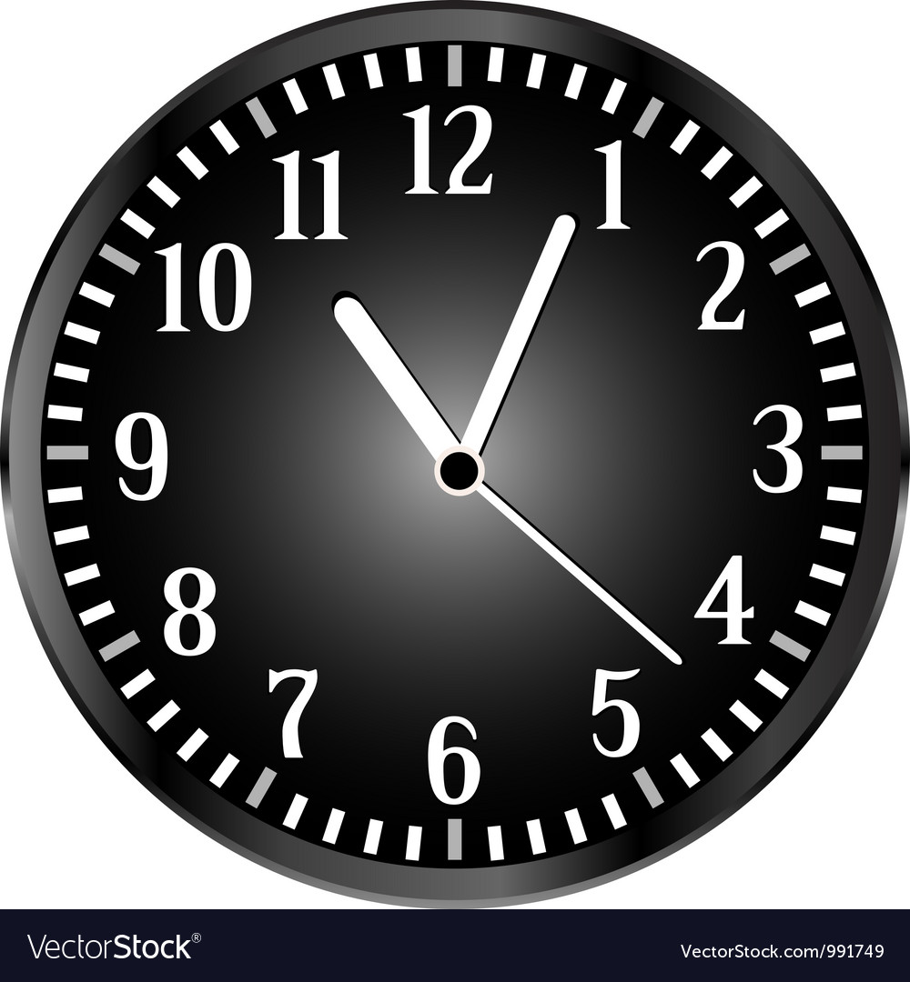 Silver Wall Clock With Black Face Royalty Free Vector Image Black Face Royalty Free Vector Image