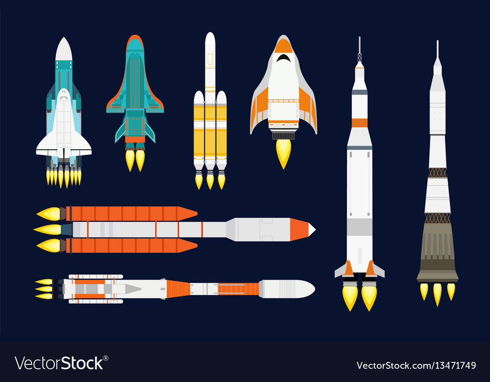 Technology ship rocket cartoon design Royalty Free Vector