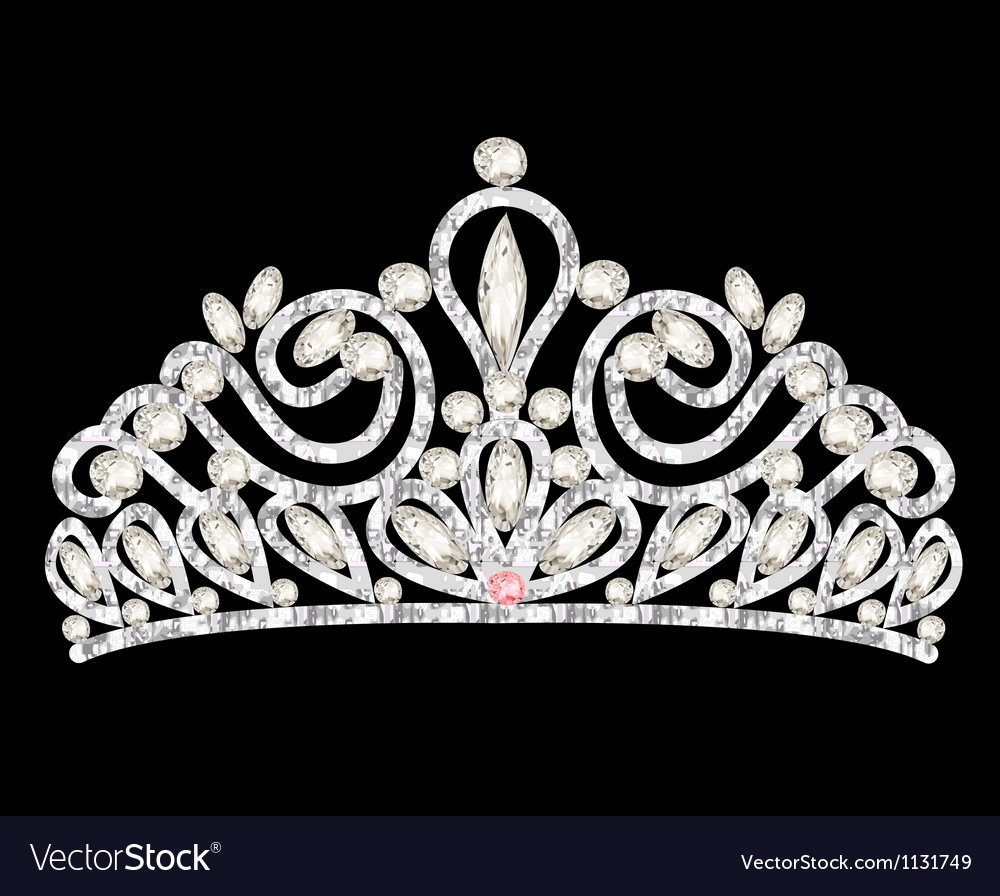 Download Tiara crown womens wedding with white stones Vector Image