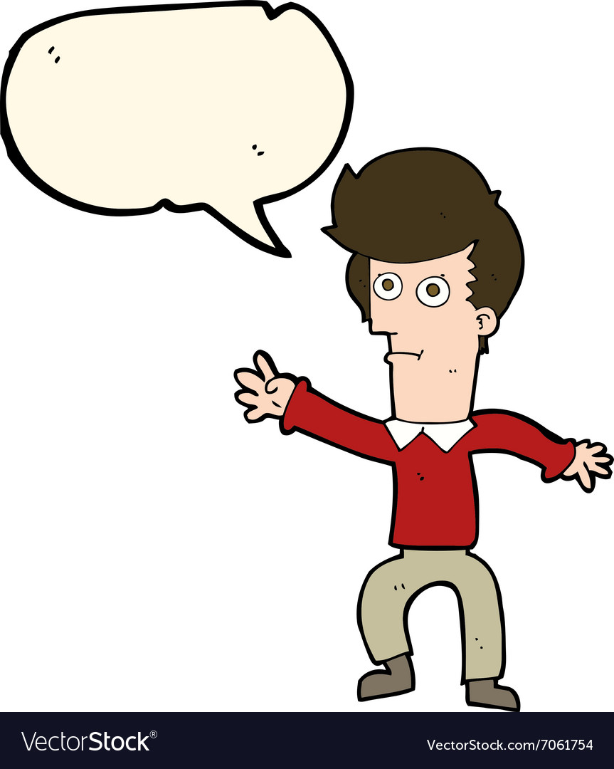 Cartoon man waving with speech bubble Royalty Free Vector