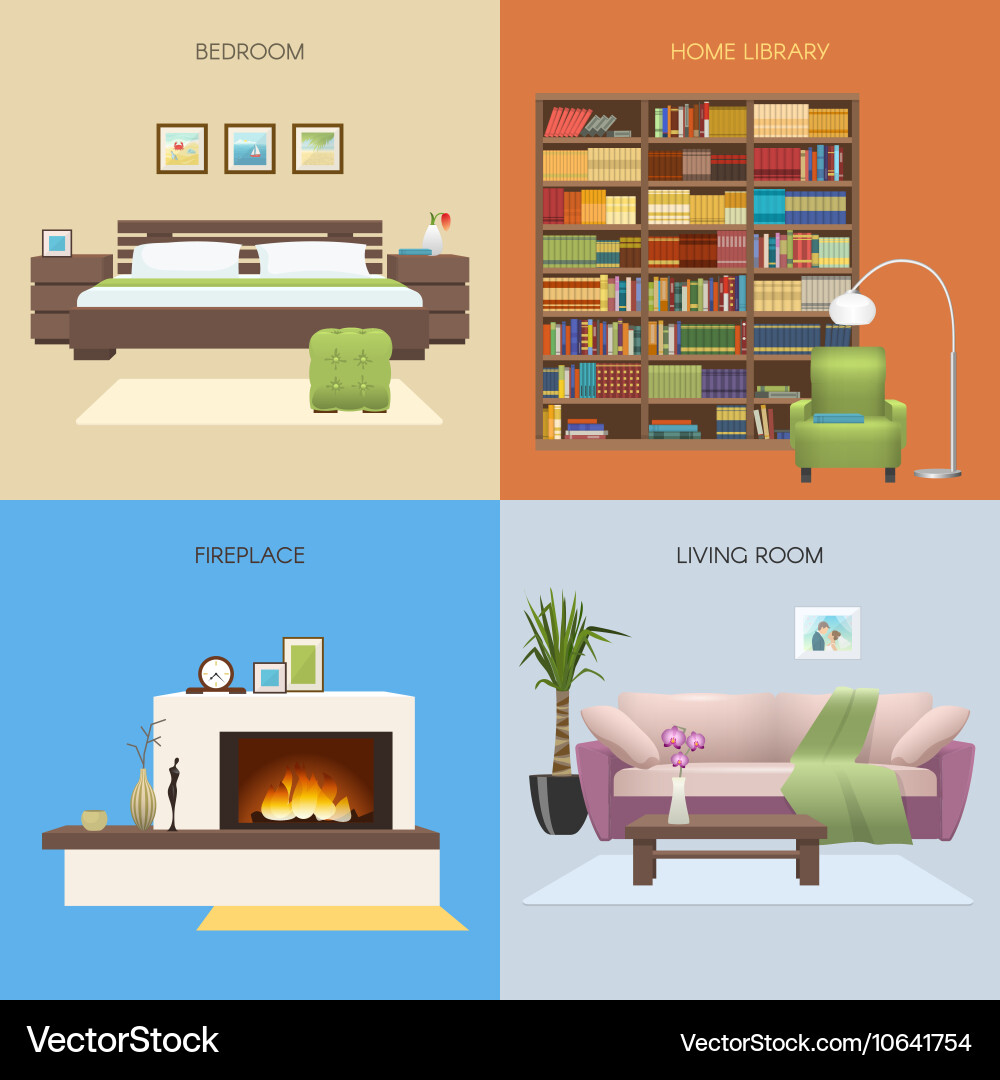Interior colored compositions Royalty Free Vector Image