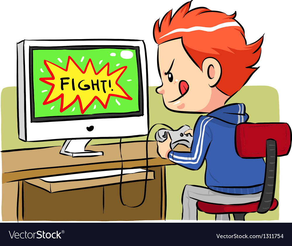 Playing computer games Royalty Free Vector Image