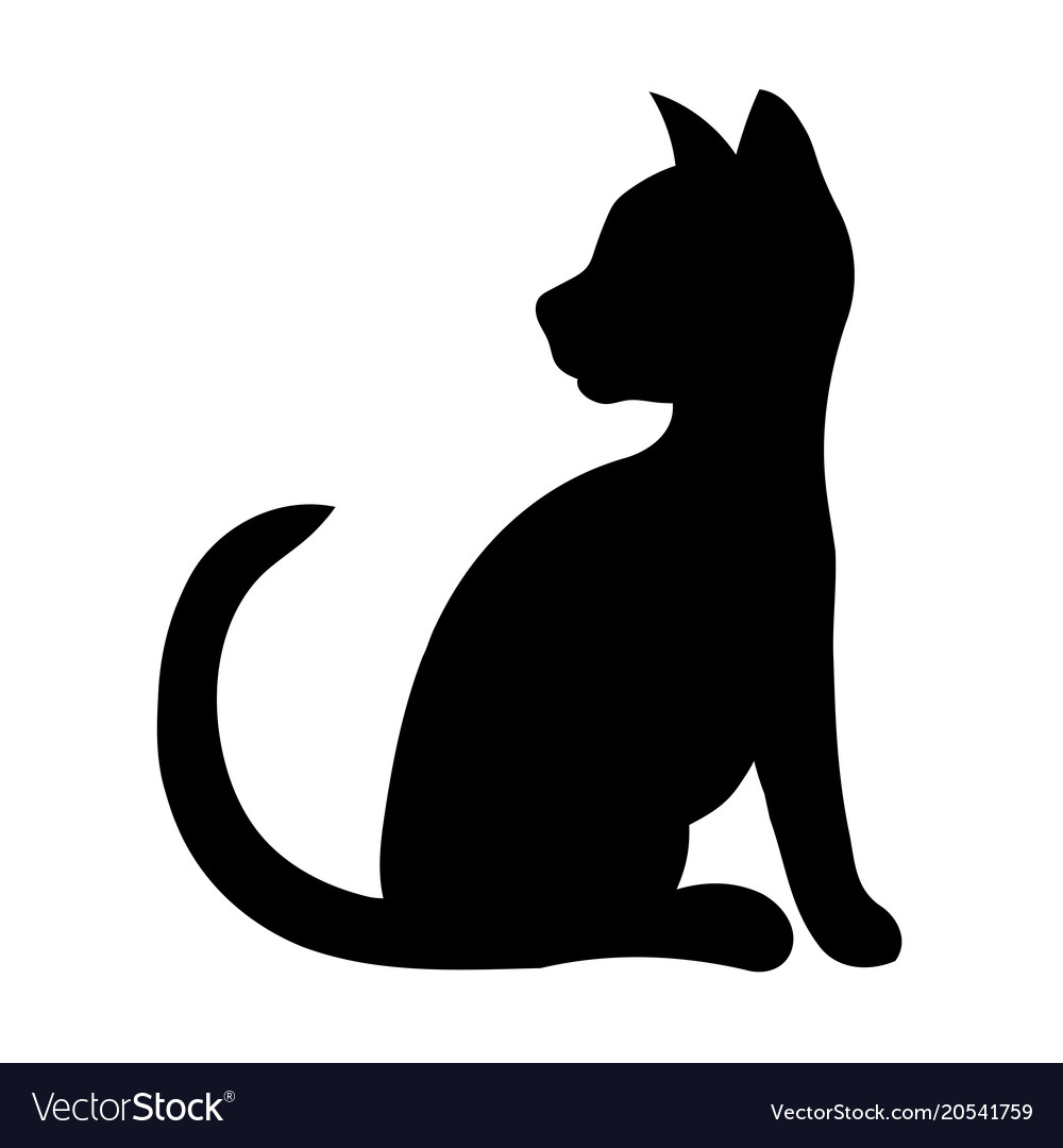 Black silhouette of a sitting cat Royalty Free Vector Image