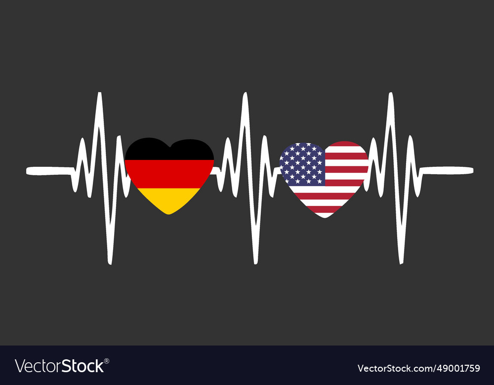 Heart rate usa with germany Royalty Free Vector Image