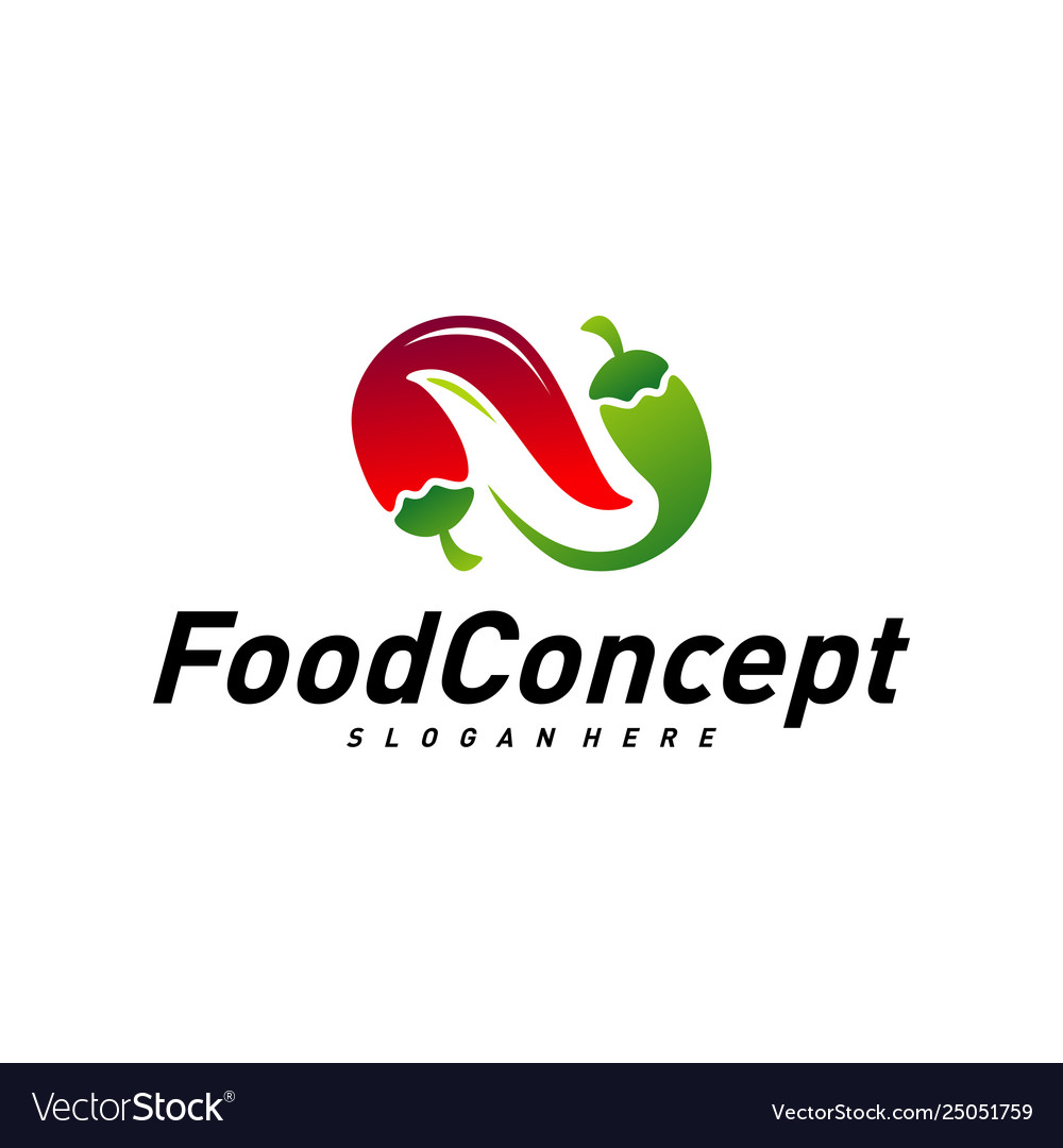 Hot food logo concept red chili design