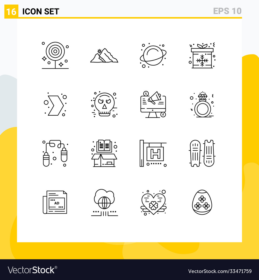 Mobile interface outline set 16 pictograms of Vector Image