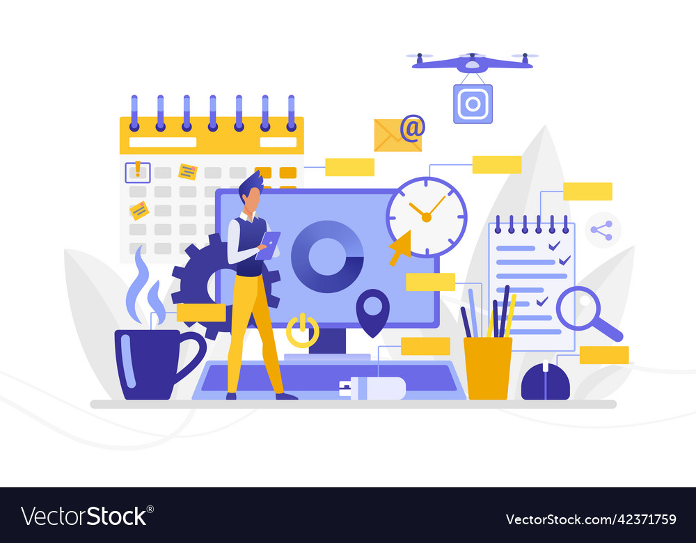 Project workflow management coordination process Vector Image