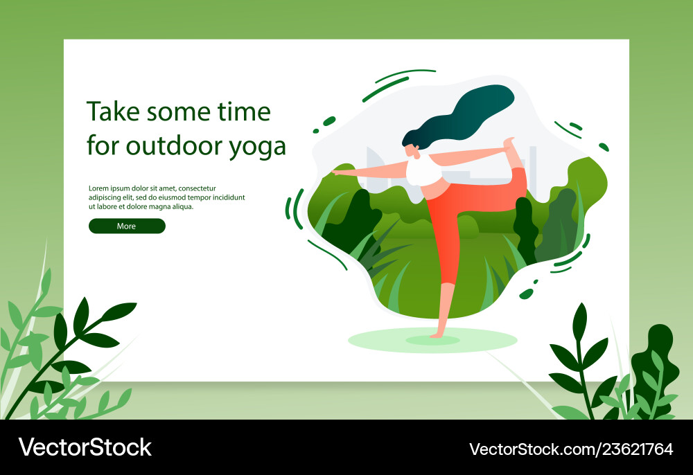 Doing Yoga Exercises Outdoor Web Banner Royalty Free Vector