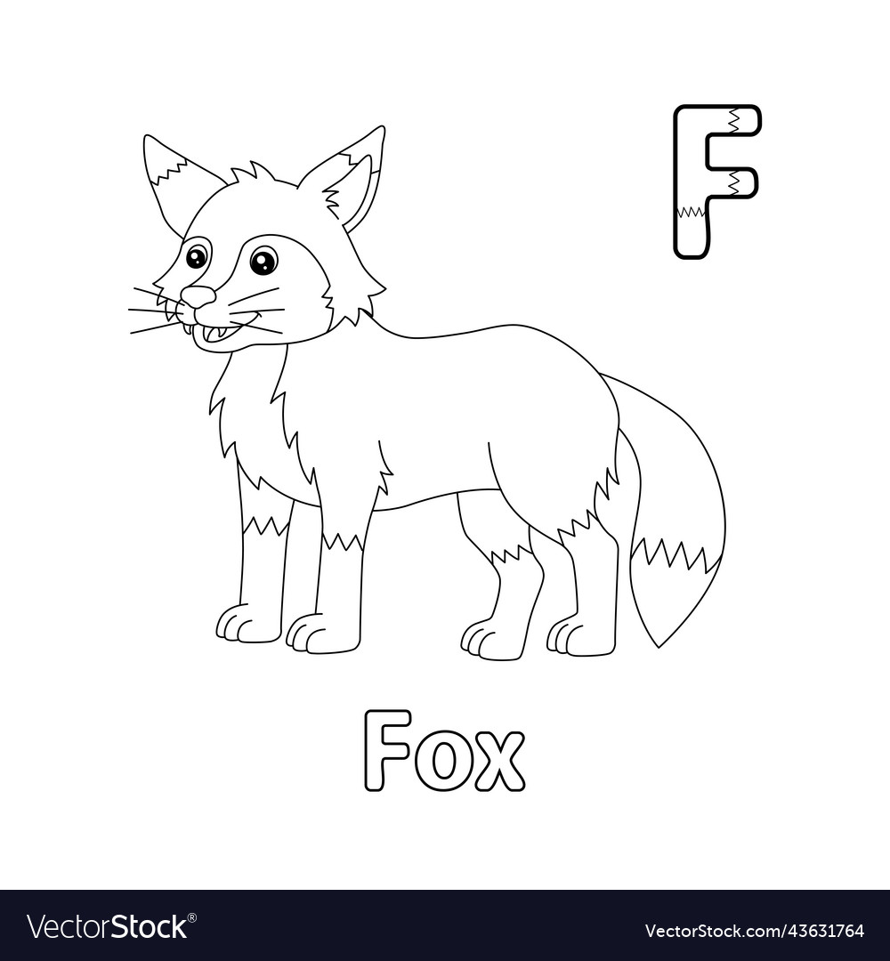 Fox alphabet abc coloring page f Royalty Free Vector Image
