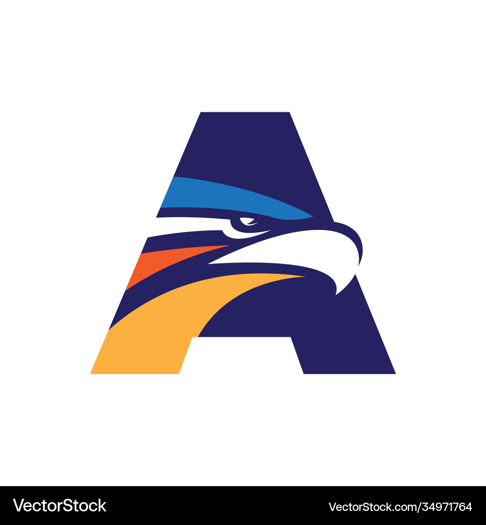 Letter a initial logo with eagle head template Vector Image