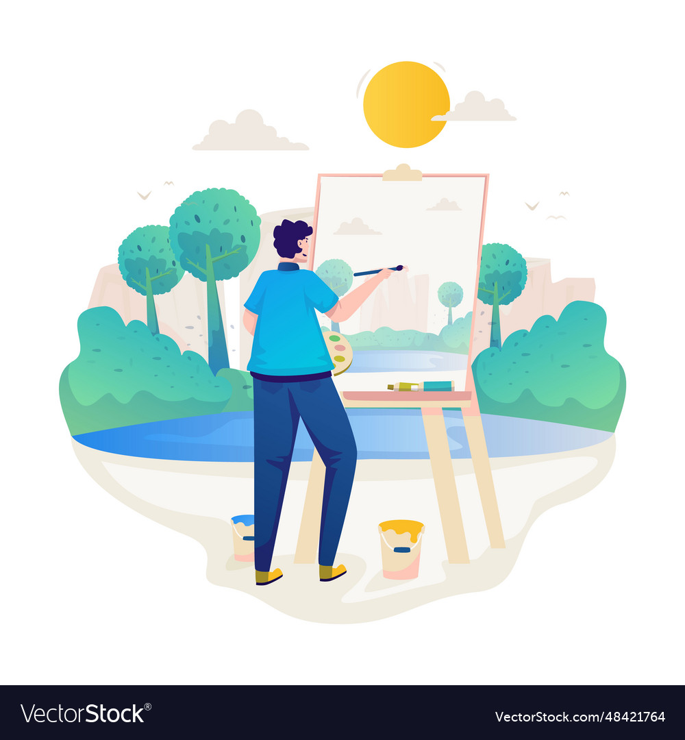 Nature art painting design Royalty Free Vector Image