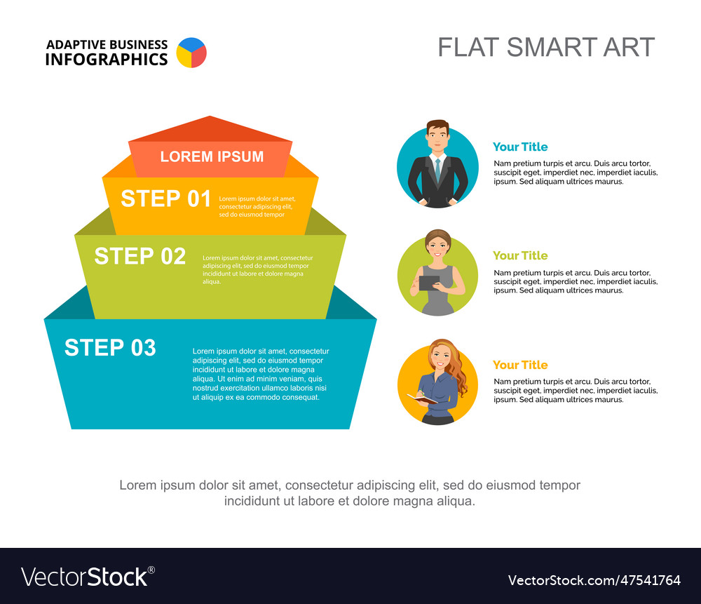 Three steps marketing process chart template Vector Image