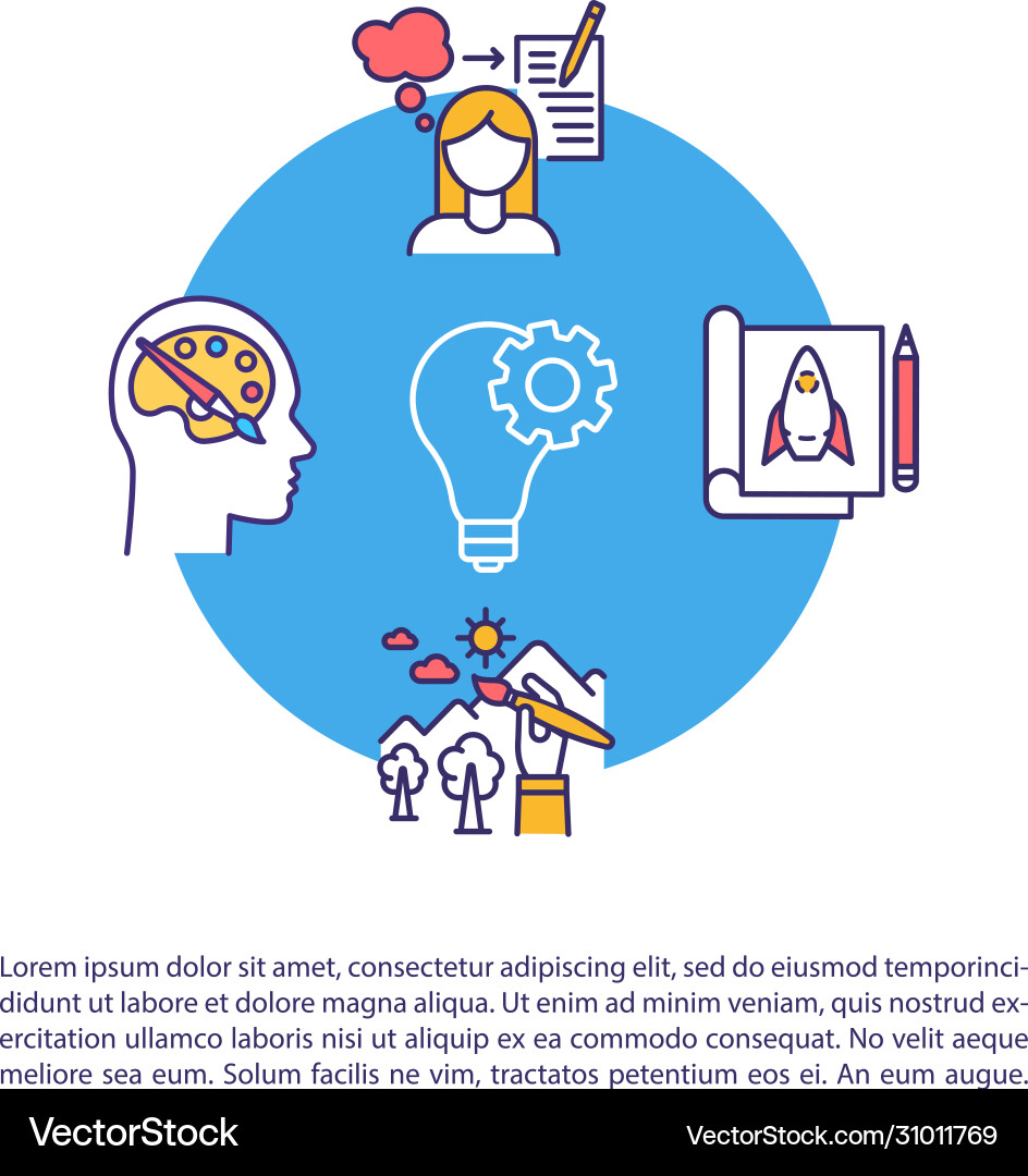 Creativity concept icon with text Royalty Free Vector Image