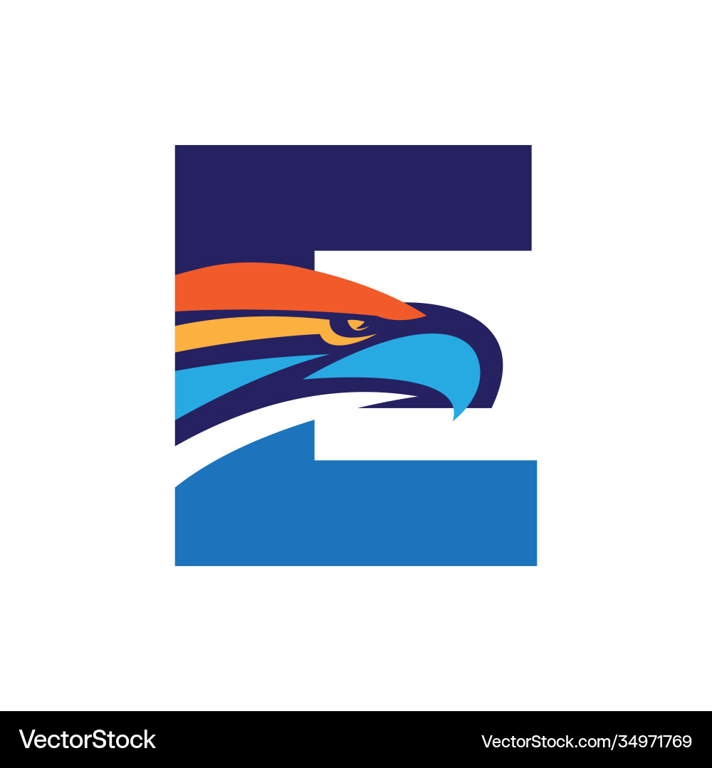 Letter e initial logo with eagle head template Vector Image