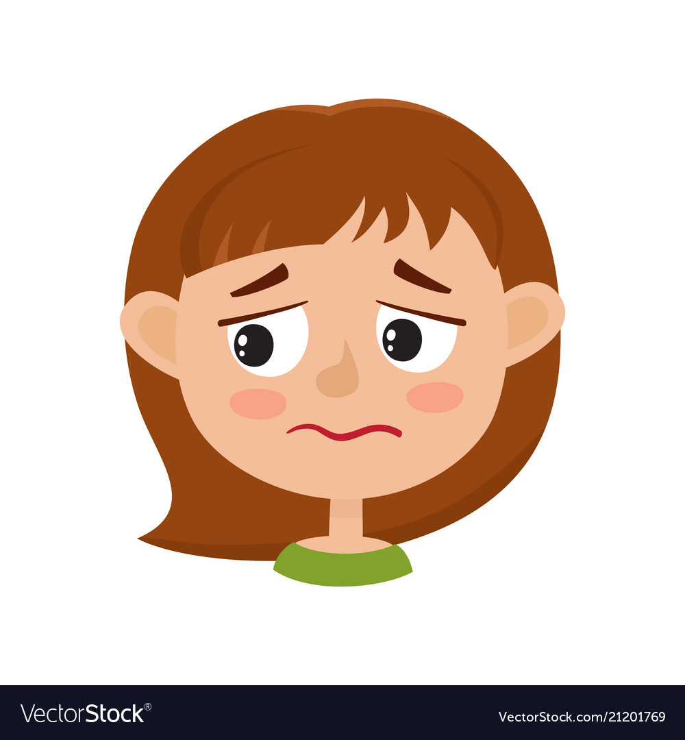 Little girl upset face expression isolated on Vector Image