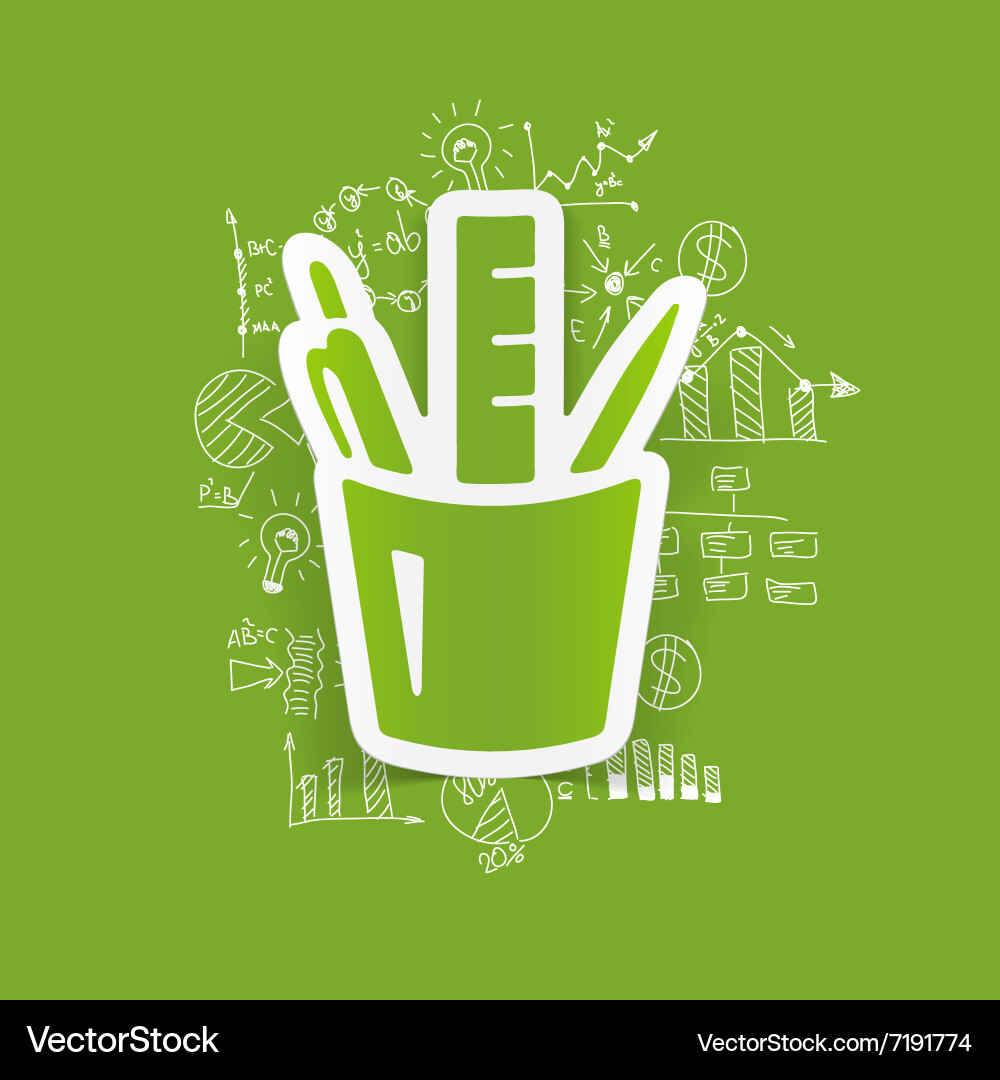 Drawing business formulas stationery tools Vector Image