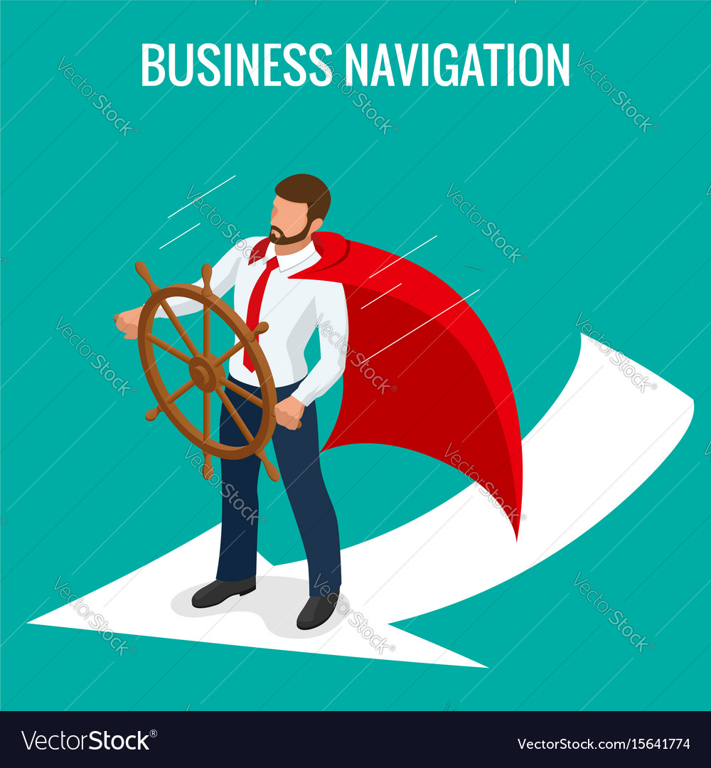 Isometric business navigation concept businessman Vector Image