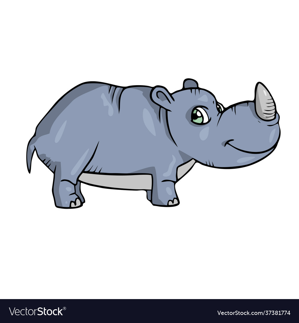 Rhinoceros on white background cute cartoon Vector Image