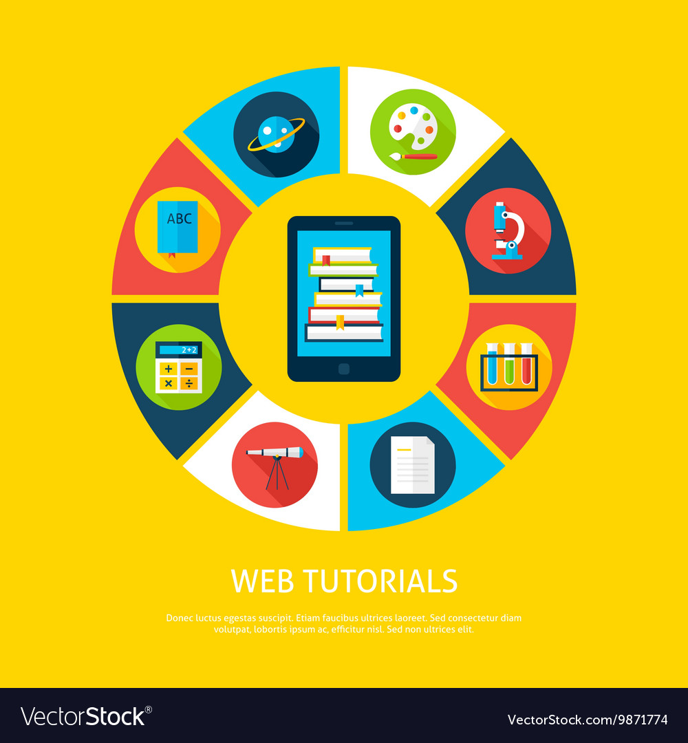 Web tutorials flat infographic concept Royalty Free Vector