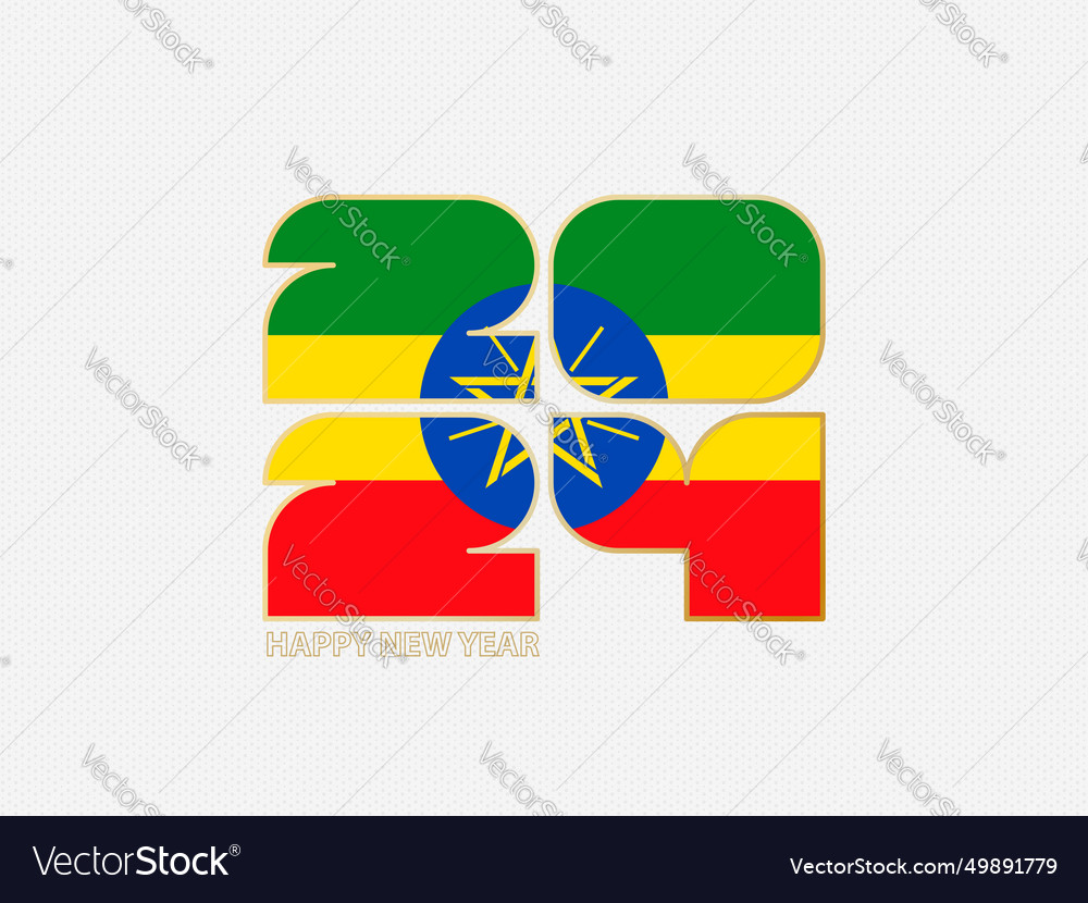 Abstract numbers 2024 with flag of ethiopia Vector Image