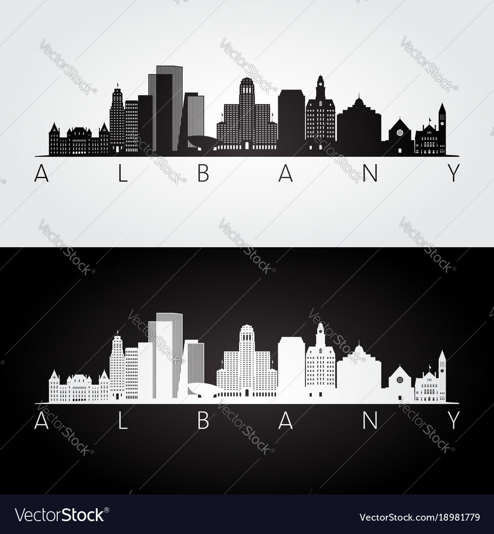 Albany usa skyline and landmarks silhouette Vector Image