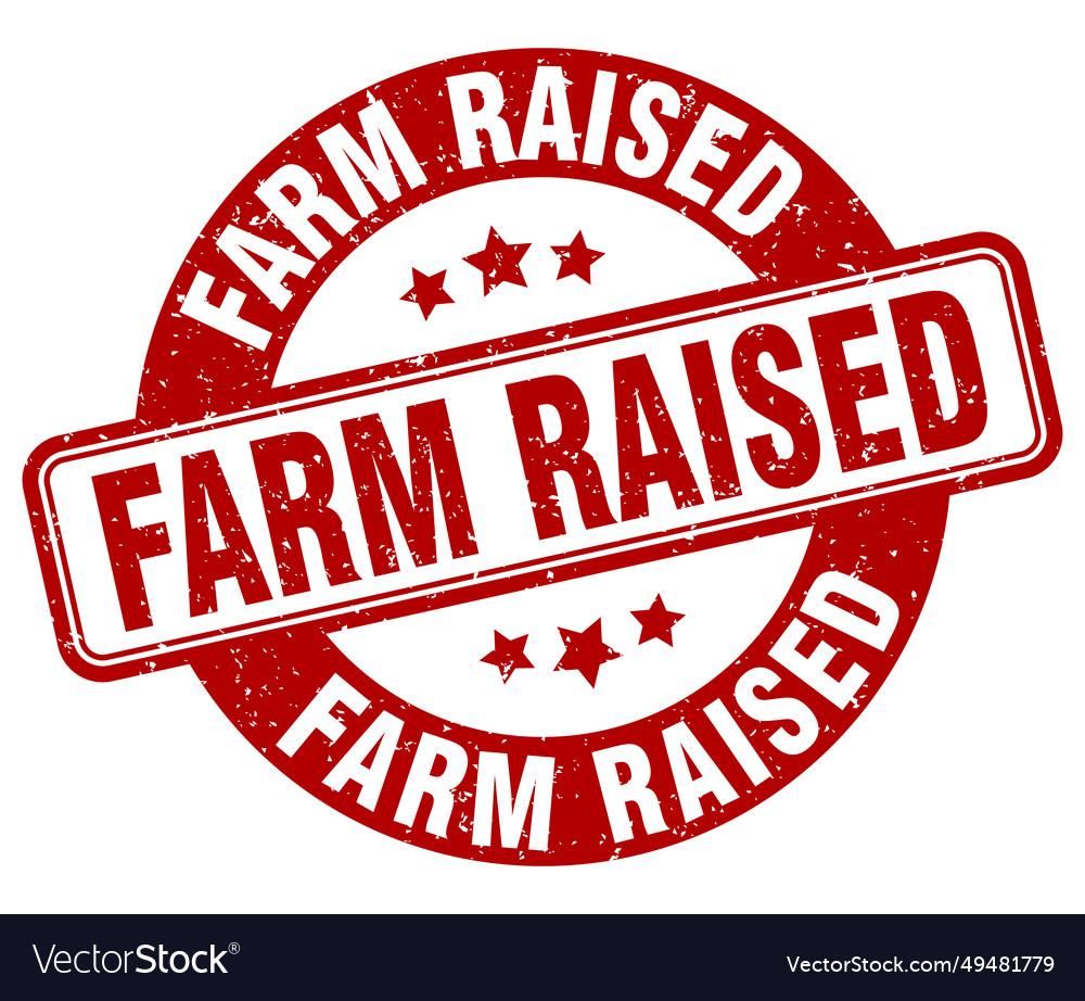 Farm raised stamp label round grunge Royalty Free Vector