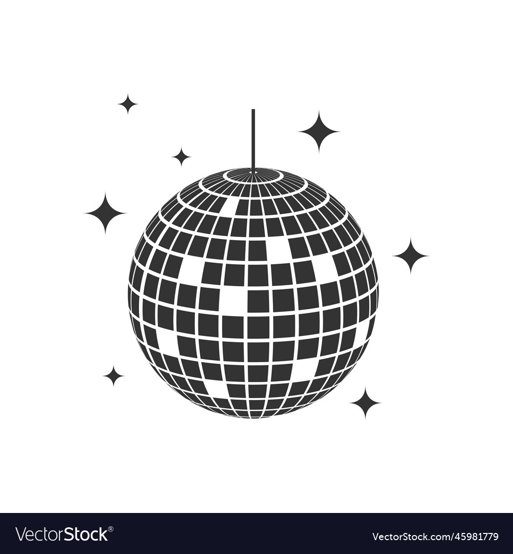 Glittering Disco Ball Icon Shining Mirror Sphere Vector Image 3275