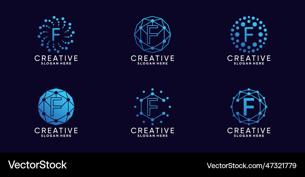 Set bundle monogram logo design technology Vector Image