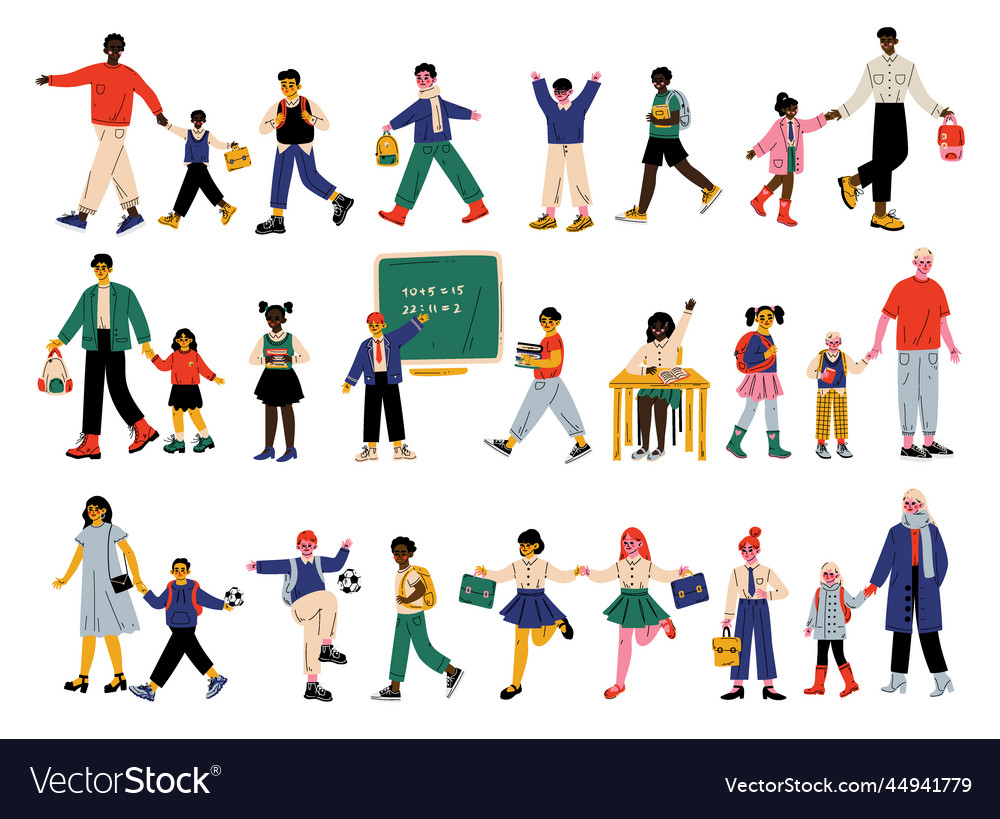 Students and pupils having school lesson Vector Image