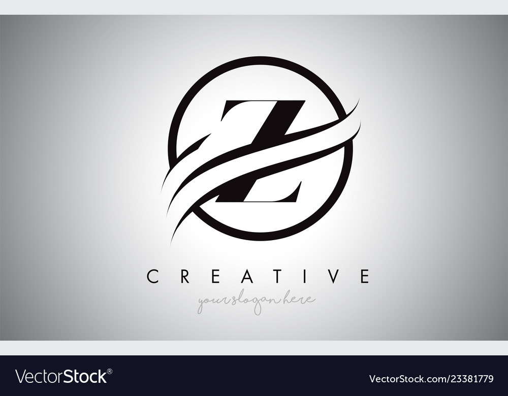 Z letter logo design with circle swoosh border Vector Image