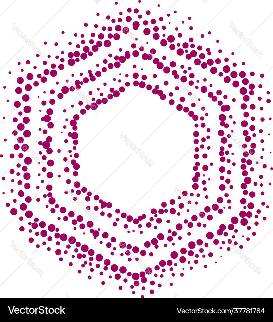 Hexagonal pointillism style frame Royalty Free Vector Image