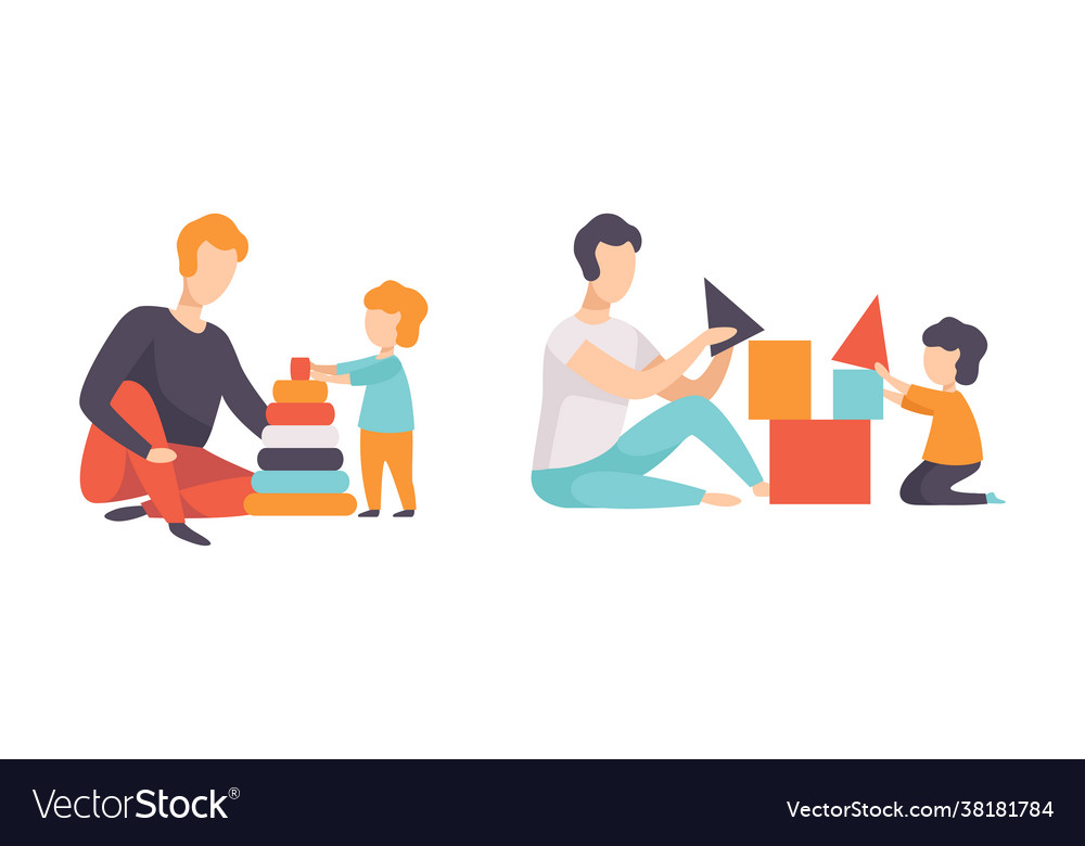 Parents and their kids having good time together Vector Image