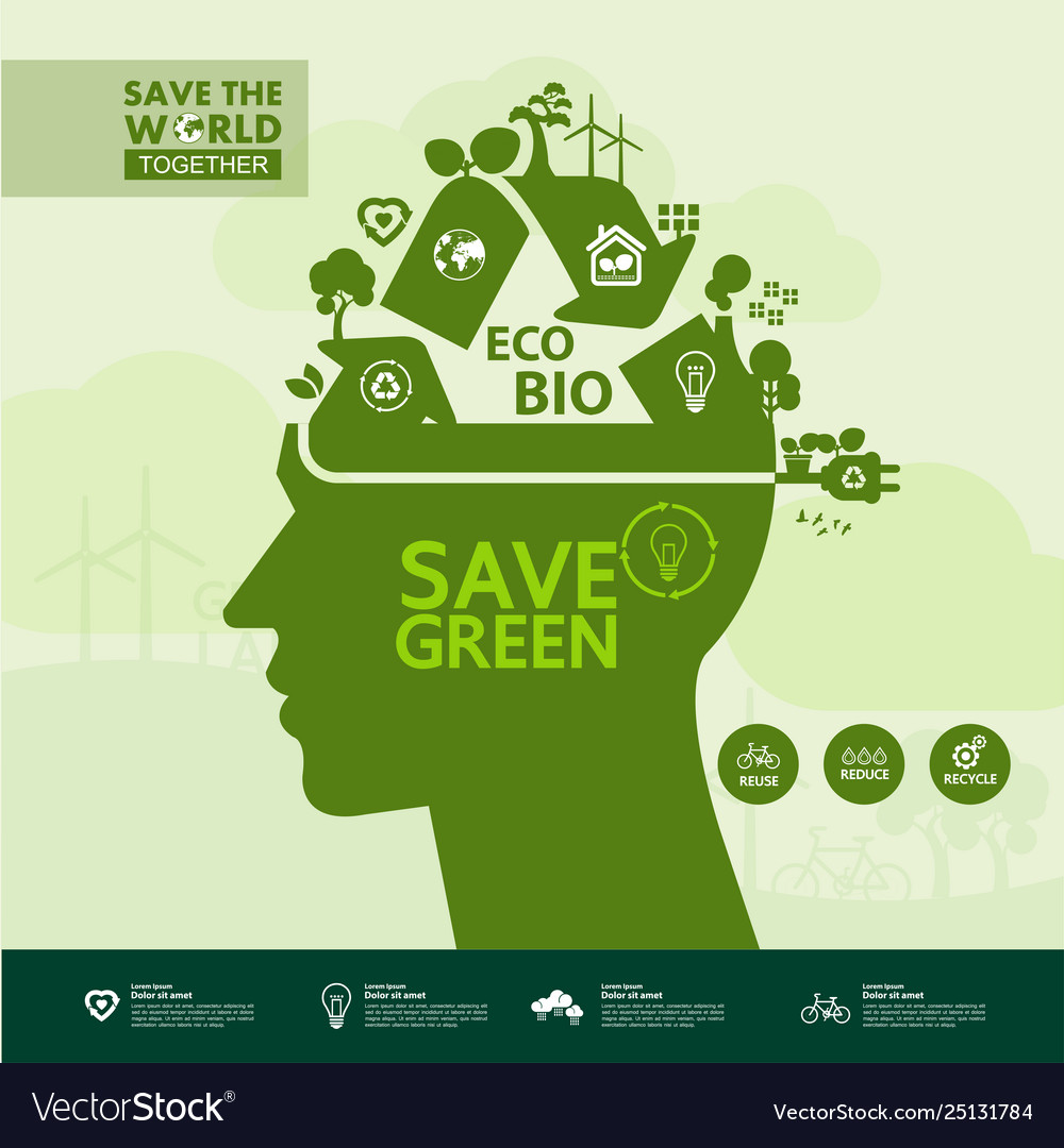 Save world together green ecology Royalty Free Vector Image