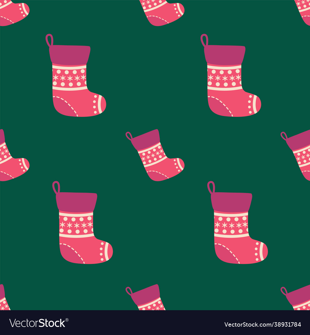 Seamless pattern with christmas socks for merry Vector Image