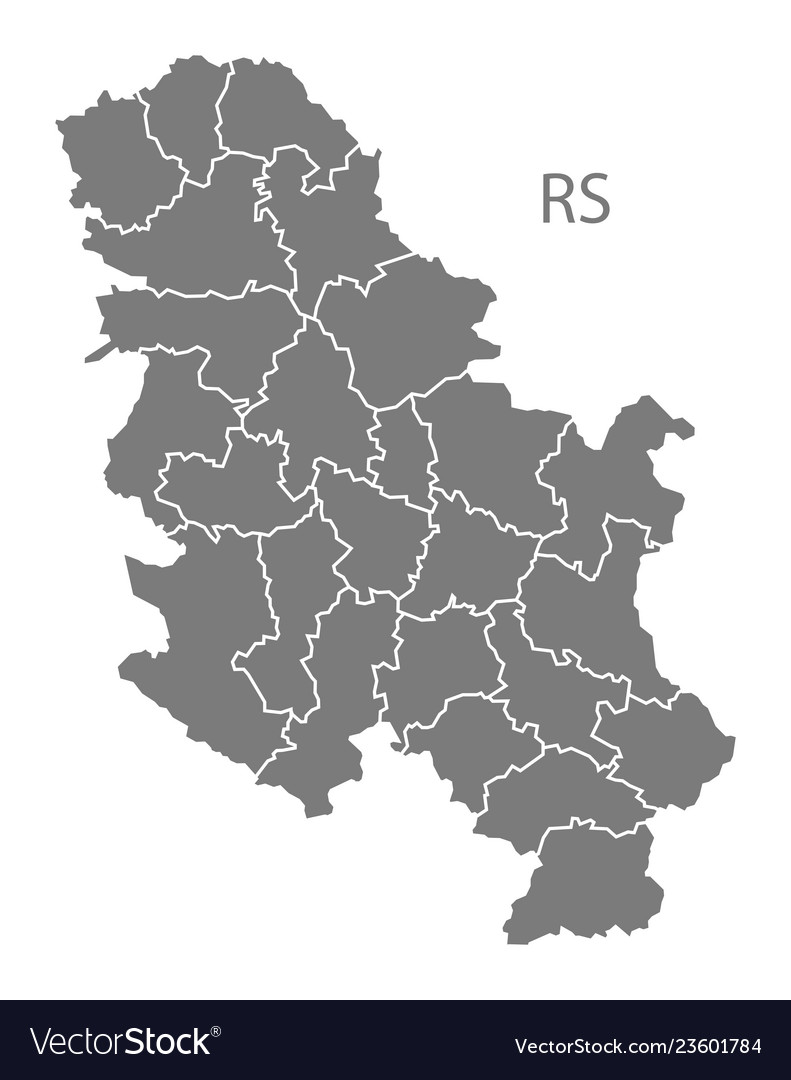 Serbia regions map grey