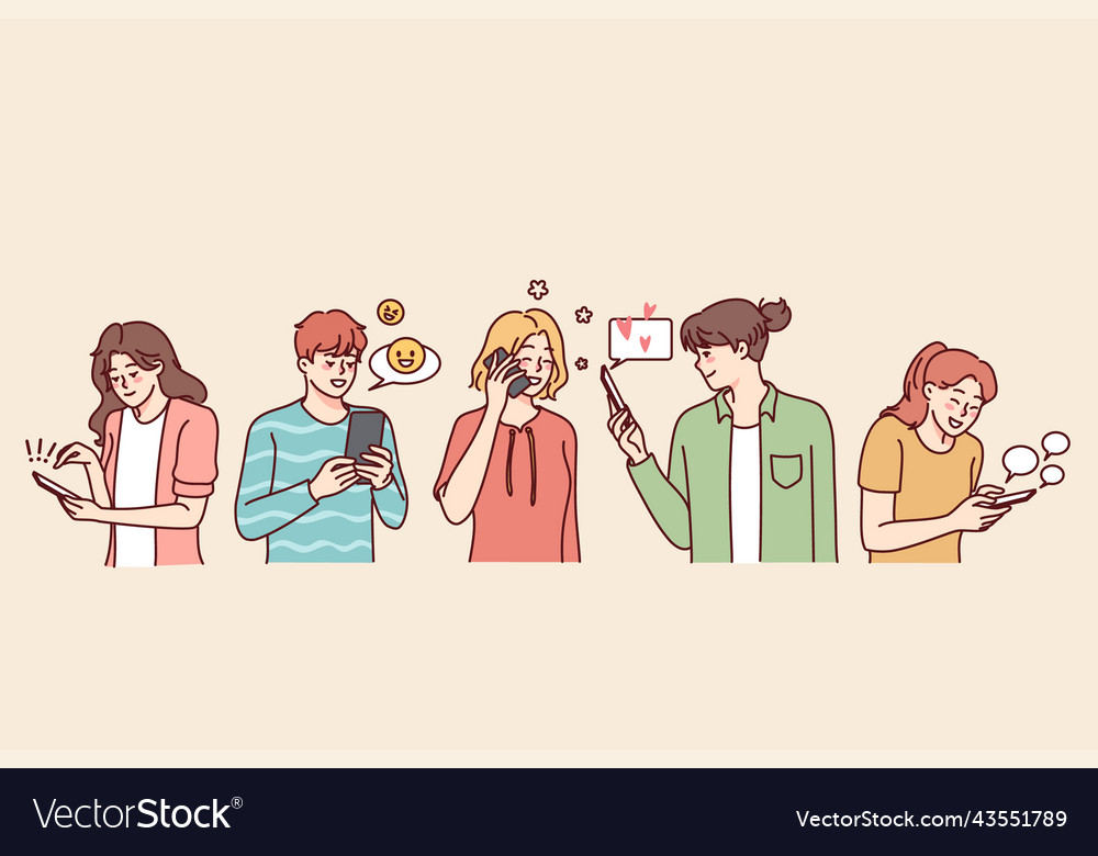 People Using Smartphones Texting Online Royalty Free Vector