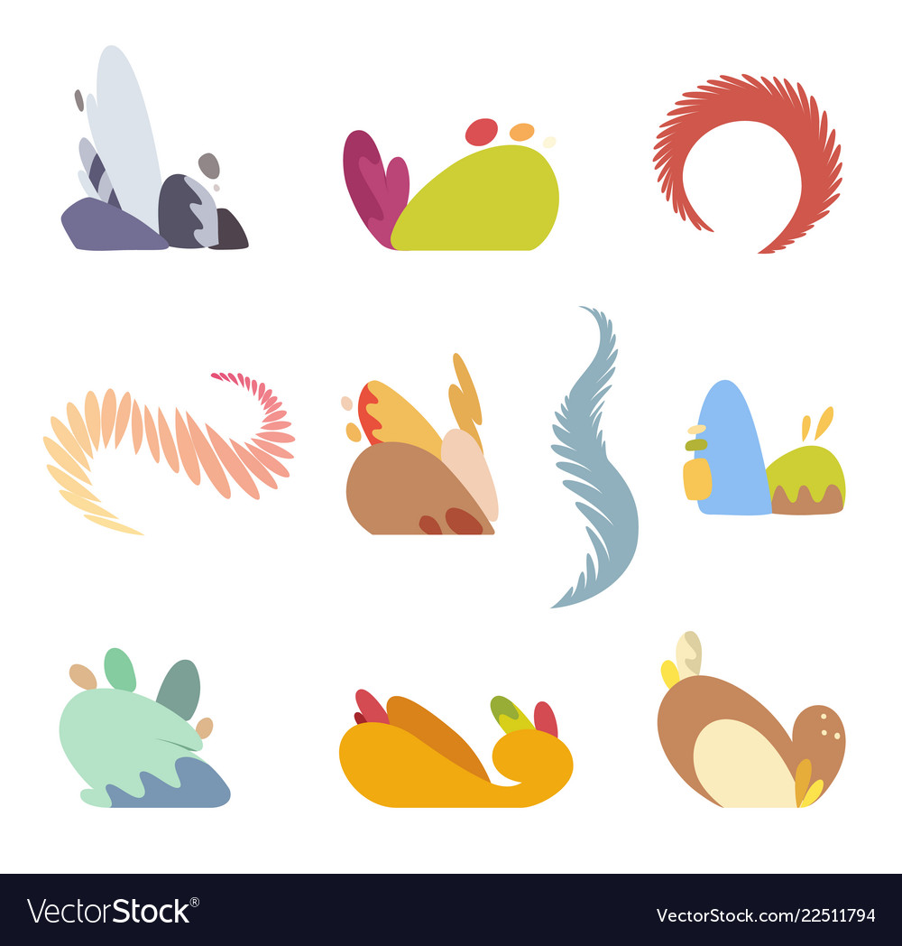Abstract object set 2d elements on white vector image Abstract object set 2d elements on white