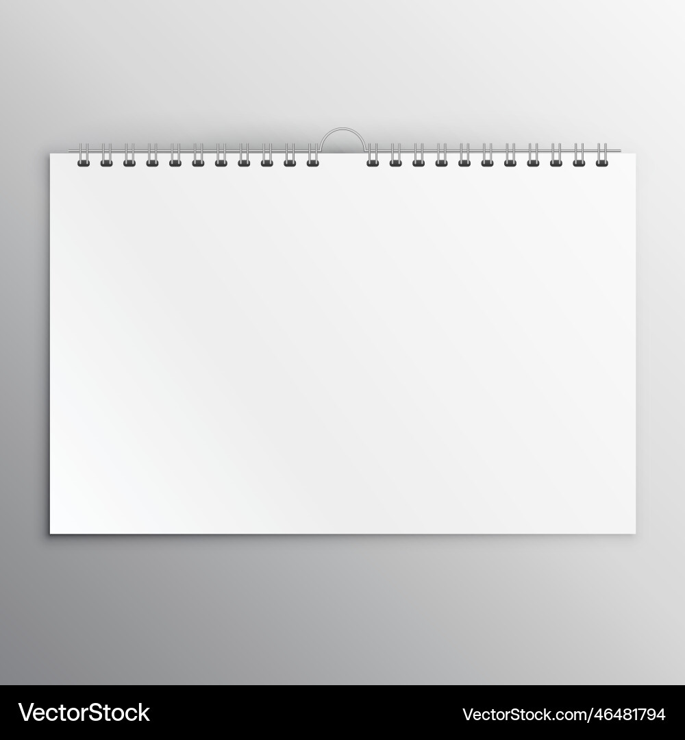 Horizontal calender or notebook blank mockup Vector Image