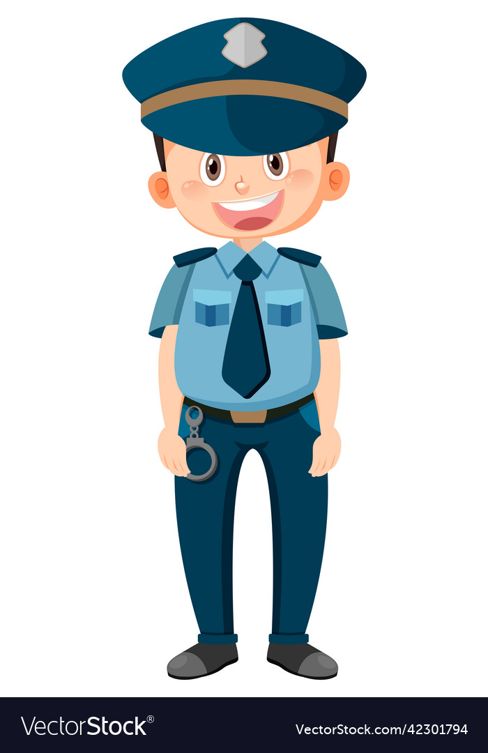 Police officer cartoon character on white Vector Image