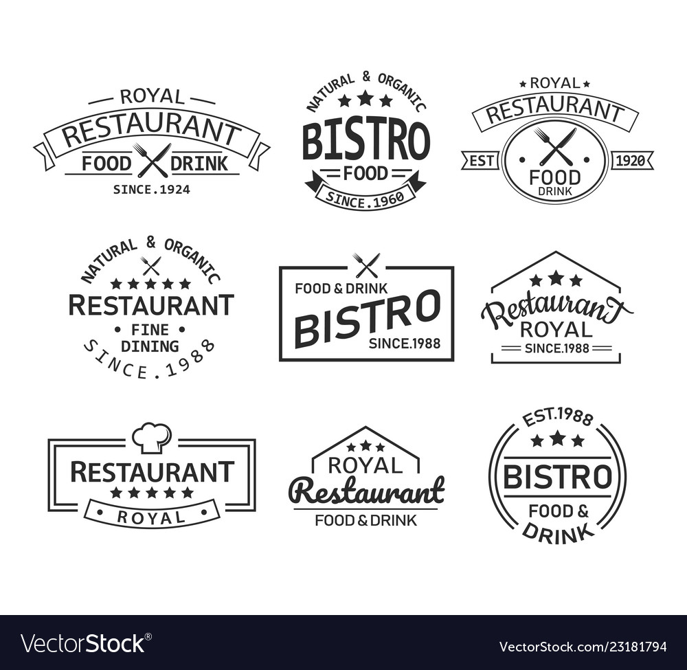 Restaurant and cafe retro logo and branding label Vector Image