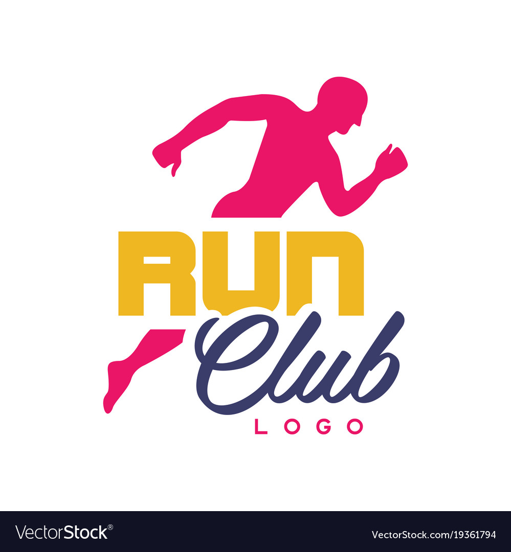 Run Club Logo Template Emblem With Abstract Vector Image