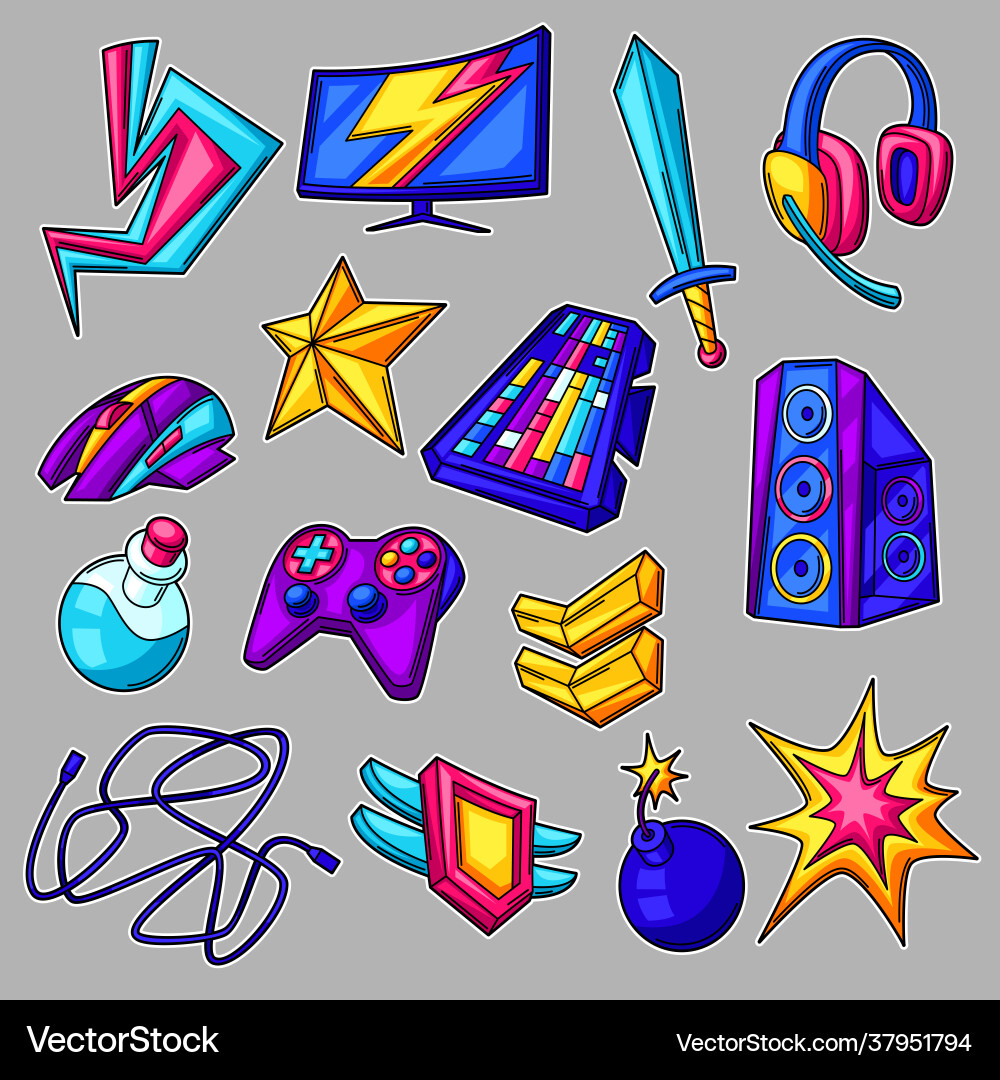 Set gaming items cyber sports computer games Vector Image
