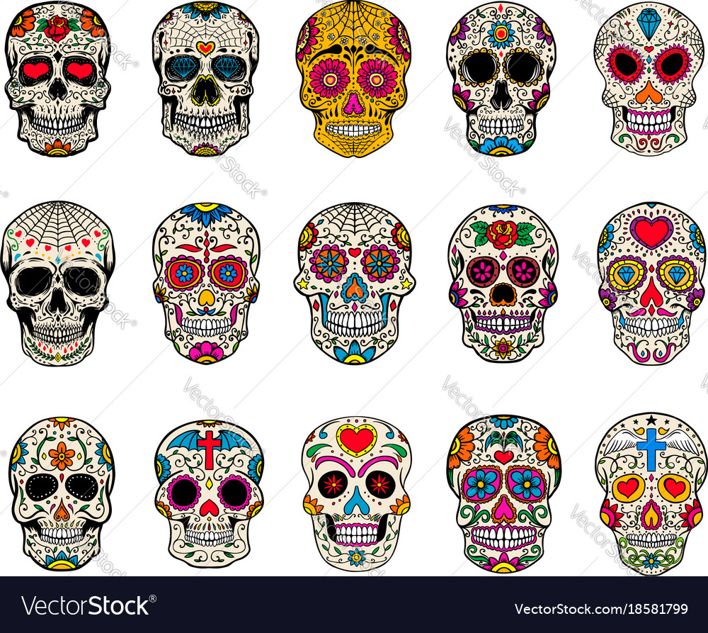 Day Of The Dead Skull Drawings In Color