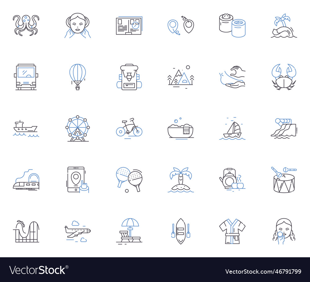 Asian Way Of Life Line Icons Collection Zen Vector Image