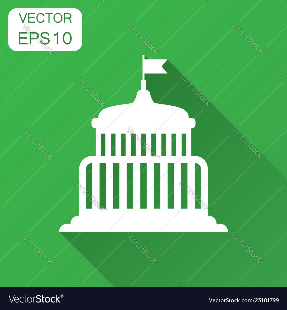 Bank building icon in flat style government Vector Image